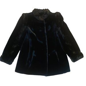 Vintage 1960 Sealane by Hillmoor Toggle Coat Black Jacket Faux Fur